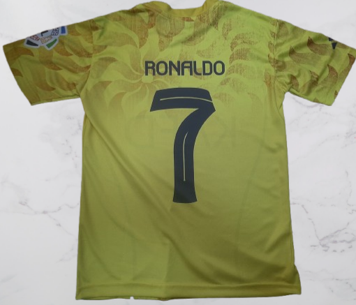 پیراهن و شورت النصر رونالدو، فول کالر، فلامنت سوزنی A+، چاپ سابلیمیشن